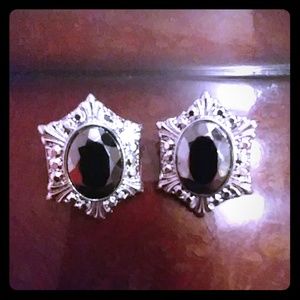 Silver and Black Costume Earrings